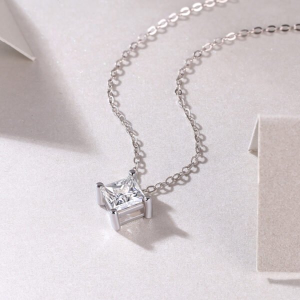 Princess - Cut Moissanite Pendant Necklace - Image 4