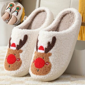 Christmas Reindeer Plush Slippers