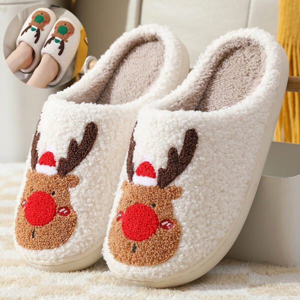 Christmas Reindeer Plush Slippers