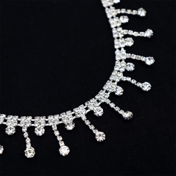 Silver Tassel Rhinestone Collarbone Chain - Image 7