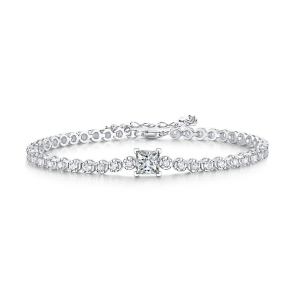 Square - Cut Moissanite Silver Bracelet - Image 4