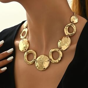 Eco - Friendly Alloy Disc Necklace