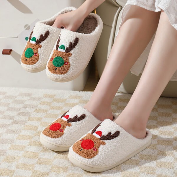 Christmas Reindeer Plush Slippers - Image 3