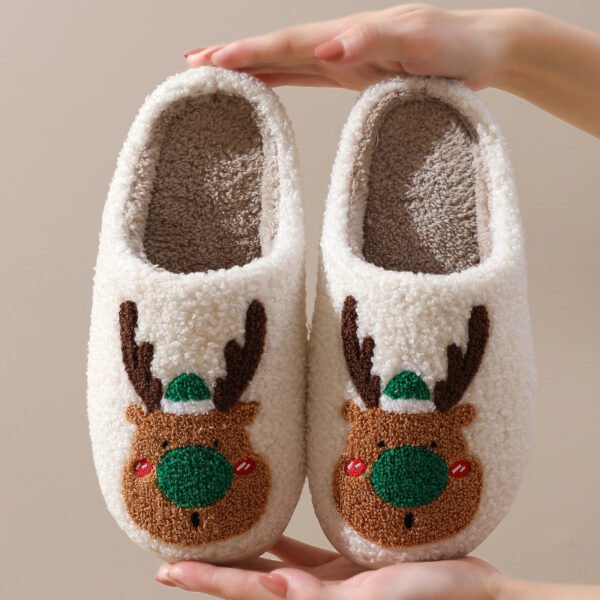 Christmas Reindeer Plush Slippers - Image 2