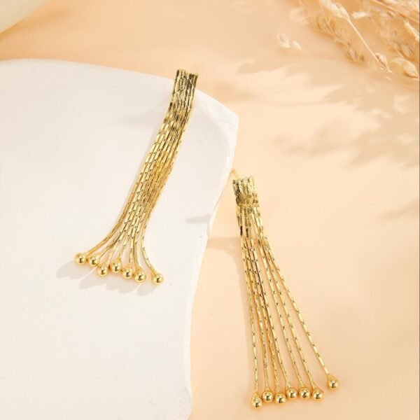 Gold - Plated Eco - Copper Tassel Earrings - Image 5