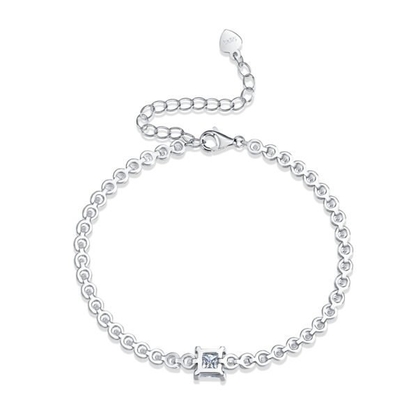 Square - Cut Moissanite Silver Bracelet - Image 5
