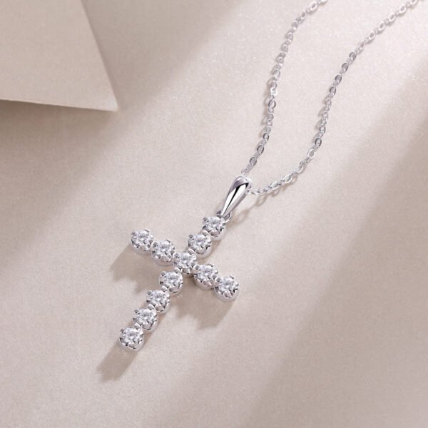 Zircons - Studded Cross Pendant Necklace - Image 3