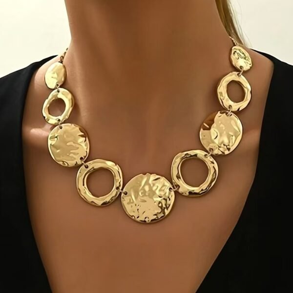Eco - Friendly Alloy Disc Necklace - Image 3