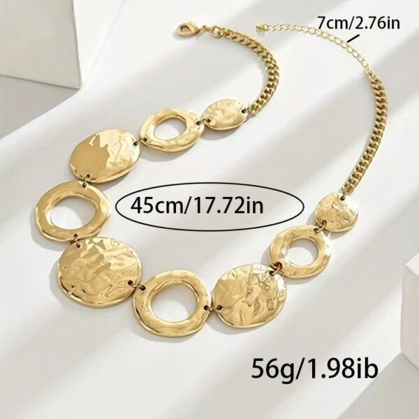 Eco - Friendly Alloy Disc Necklace - Image 4