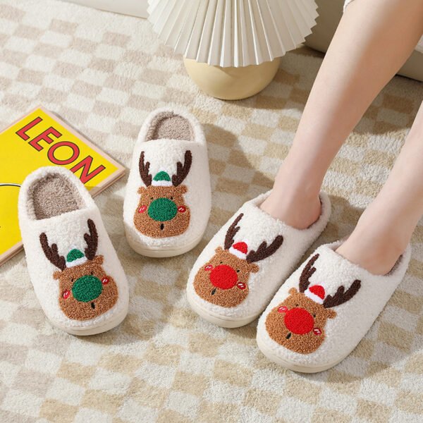 Christmas Reindeer Plush Slippers - Image 5
