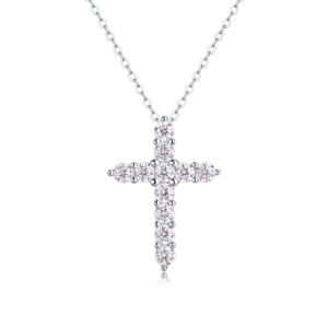 Diamond - Like Cross Pendant Necklace
