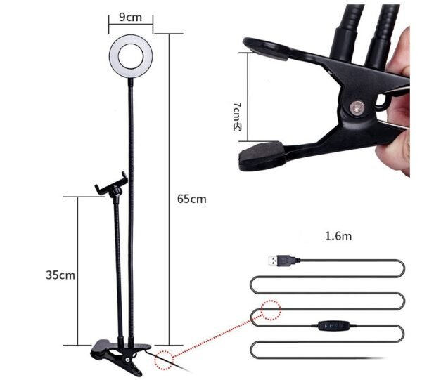 Clip - On Selfie Ring Light with Phone Holder - Image 4