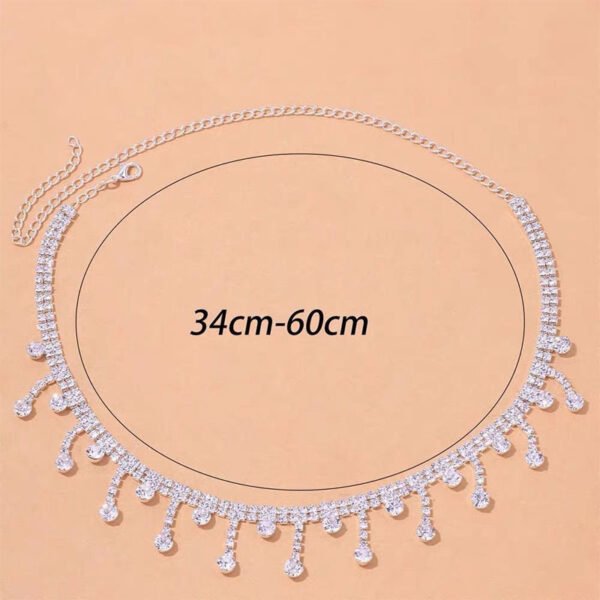 Silver Tassel Rhinestone Collarbone Chain - Image 3