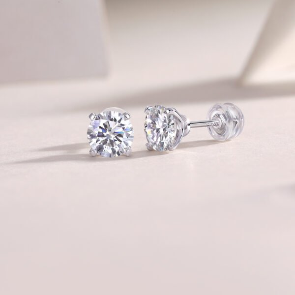 Sparkling Diamond - Like Stud Earrings - Image 3