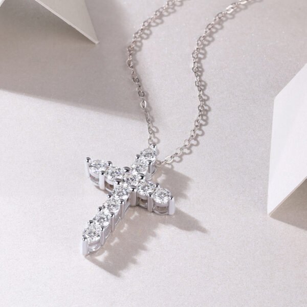 Diamond - Like Cross Pendant Necklace - Image 4