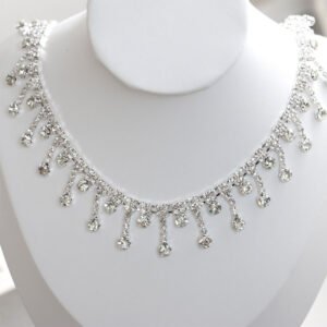 Silver Tassel Rhinestone Collarbone Chain