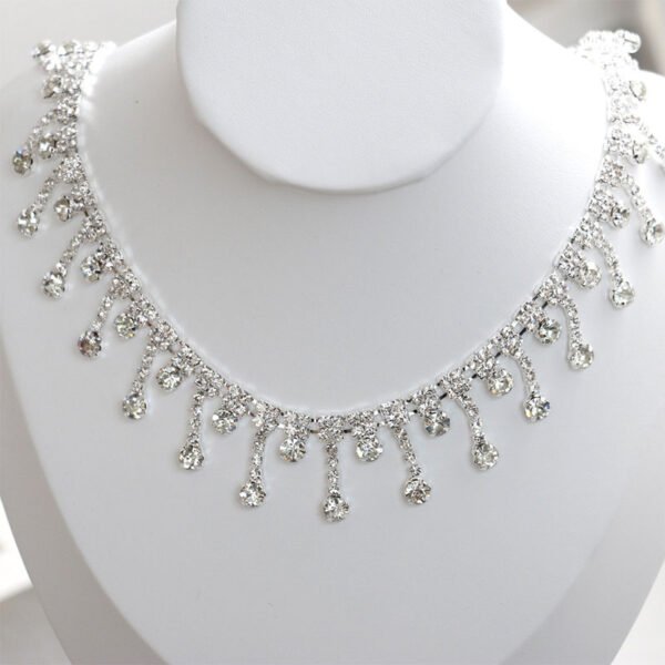 Silver Tassel Rhinestone Collarbone Chain