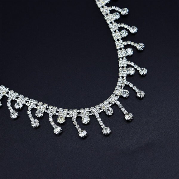 Silver Tassel Rhinestone Collarbone Chain - Image 6