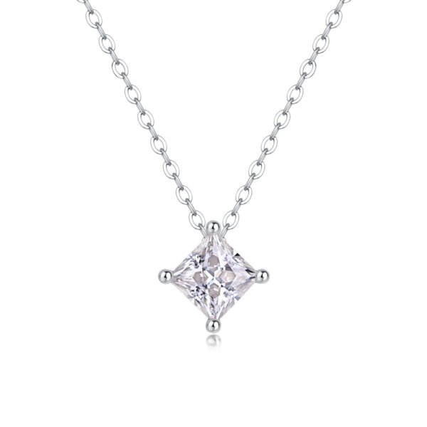Princess - Cut Moissanite Pendant Necklace