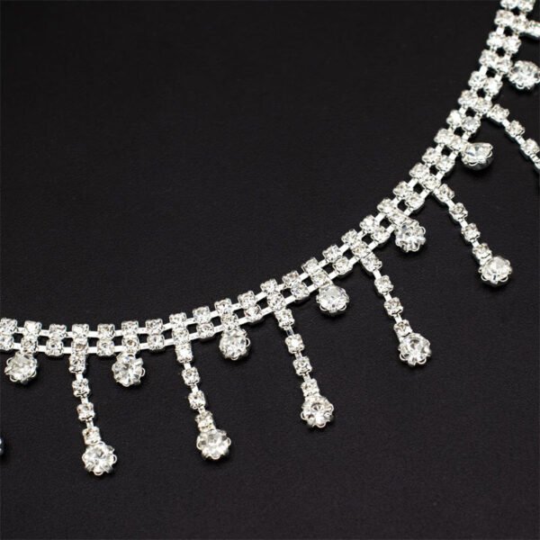 Silver Tassel Rhinestone Collarbone Chain - Image 8