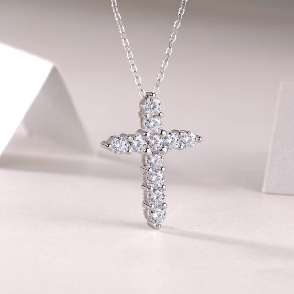Diamond - Like Cross Pendant Necklace - Image 3